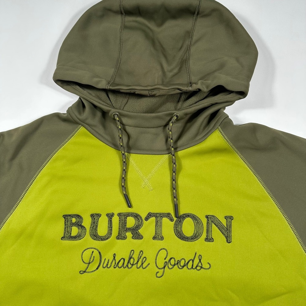 Burton Hoodie Mens Medium Raglan Fleece Pullover Green Olive Camo